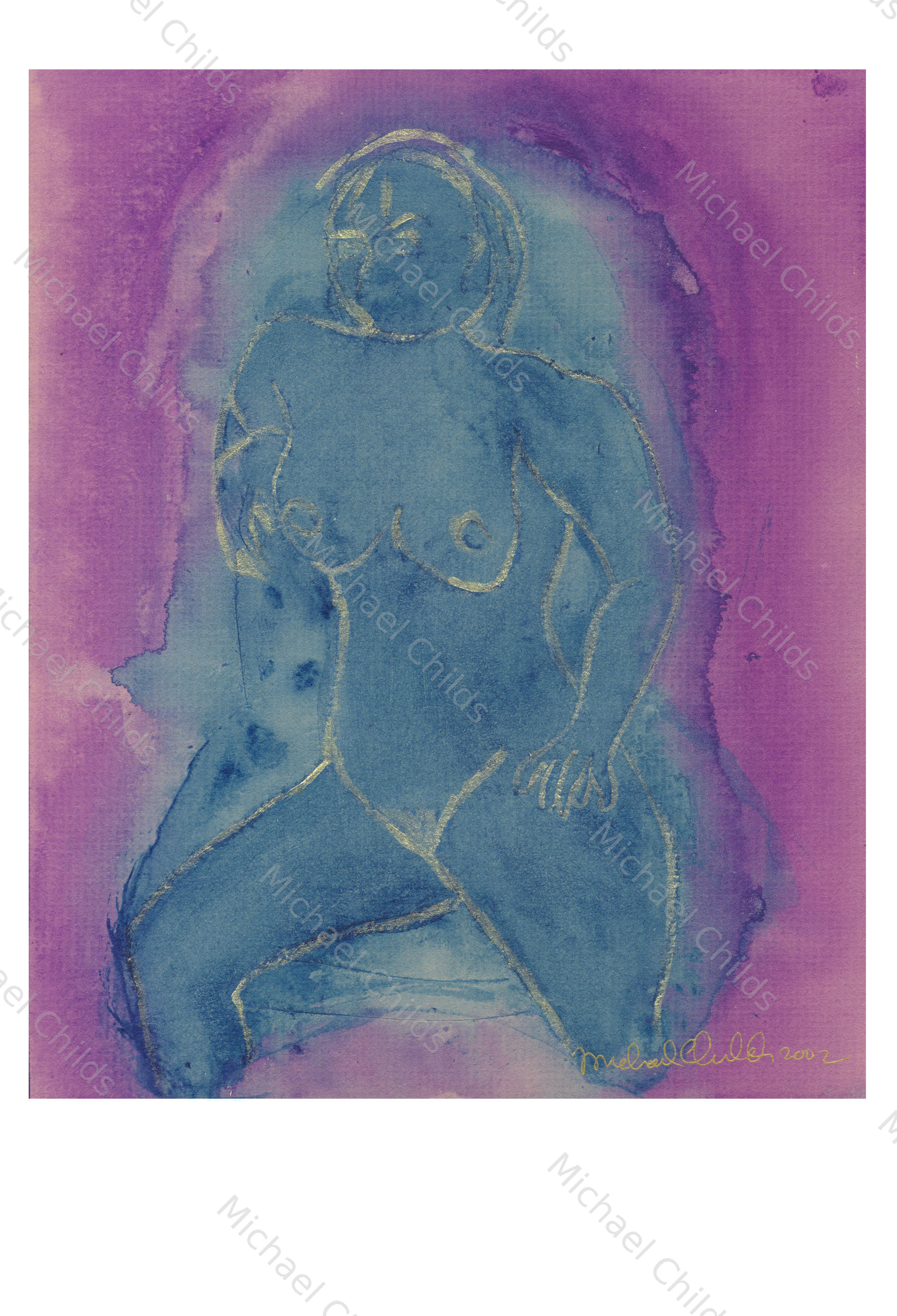 Blue Seated Nude