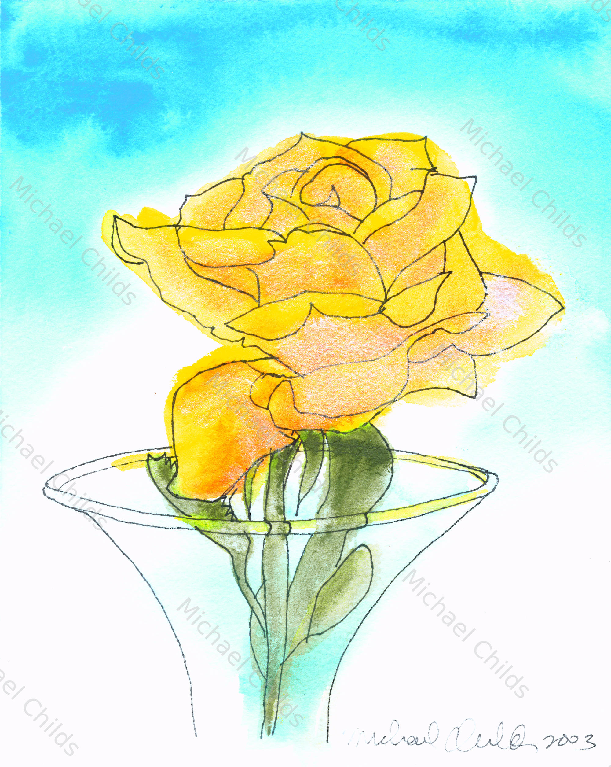 Yellow Rose in Glass