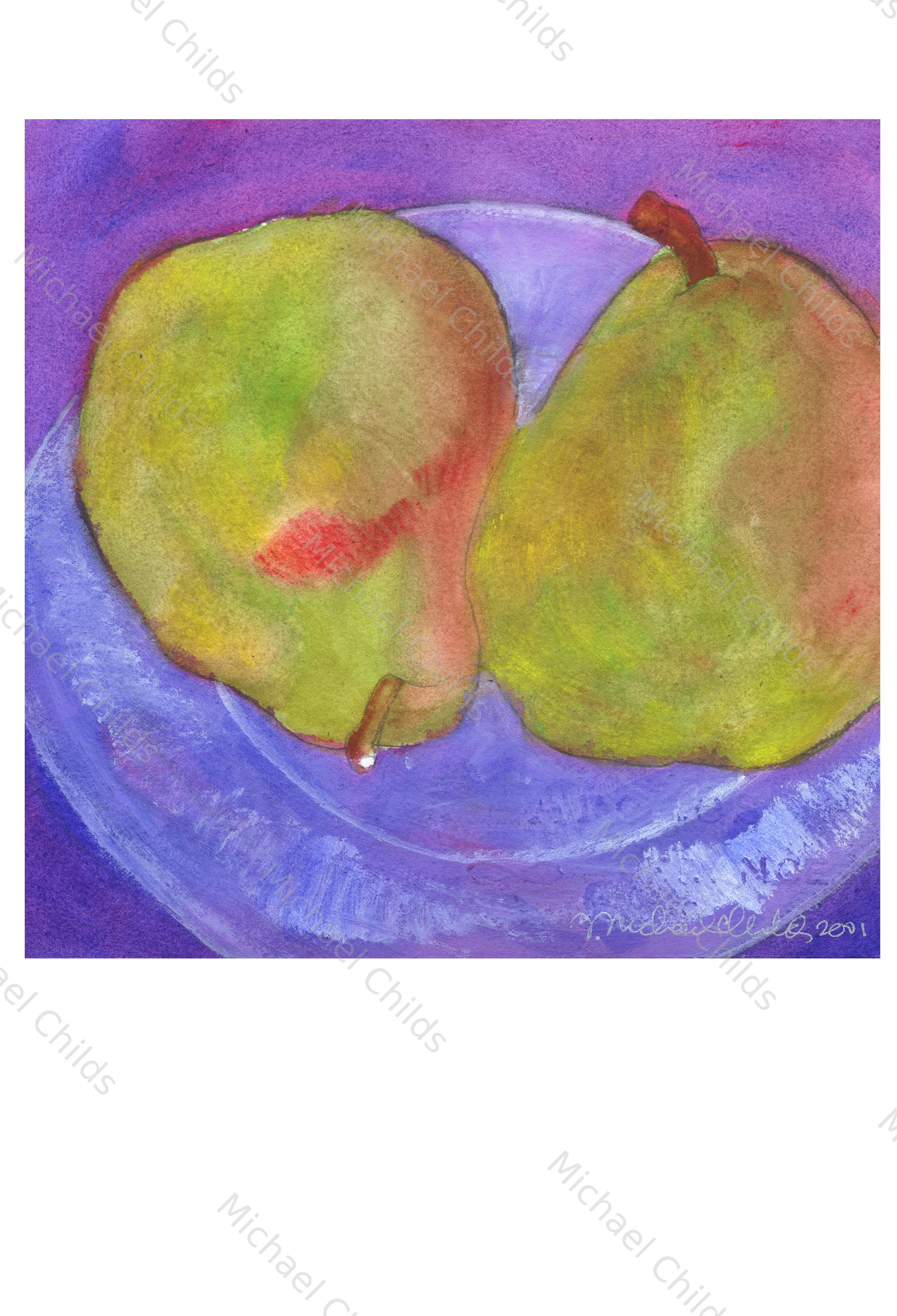 Two Pears on Plate