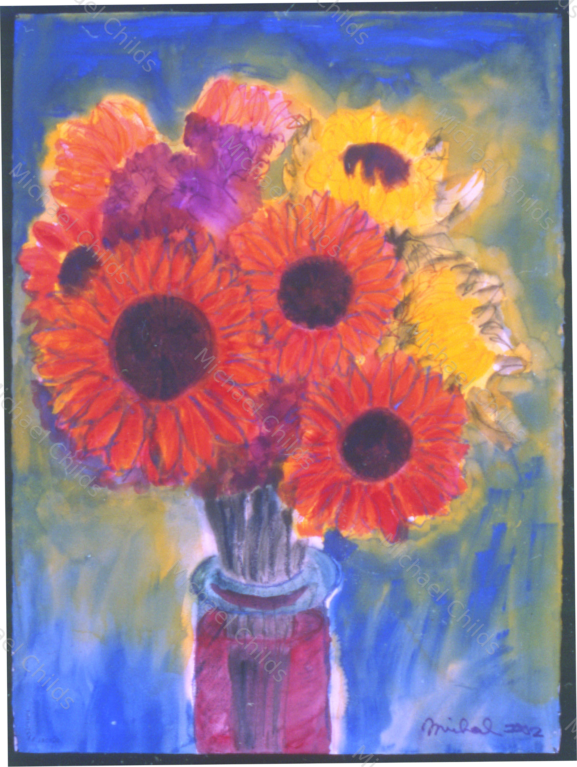 Flaming Sunflower Family Portrait