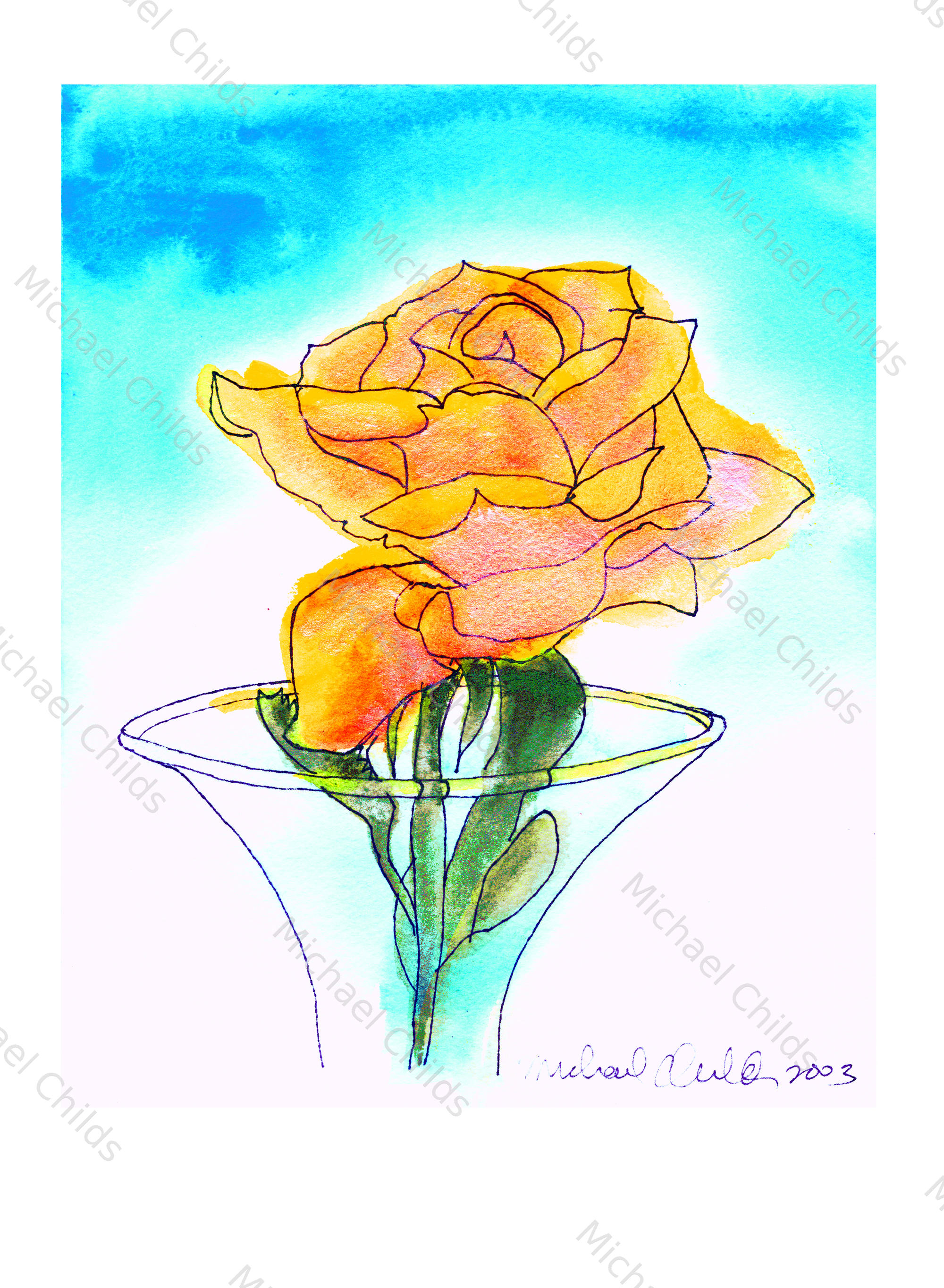 Yellow Rose in Glass