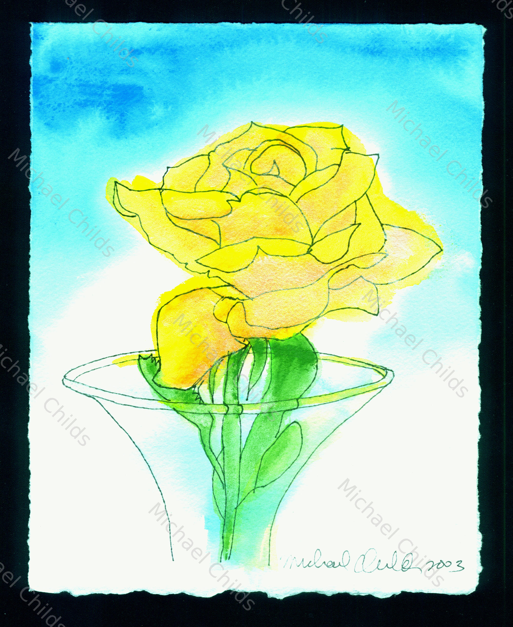 Yellow Rose in Glass