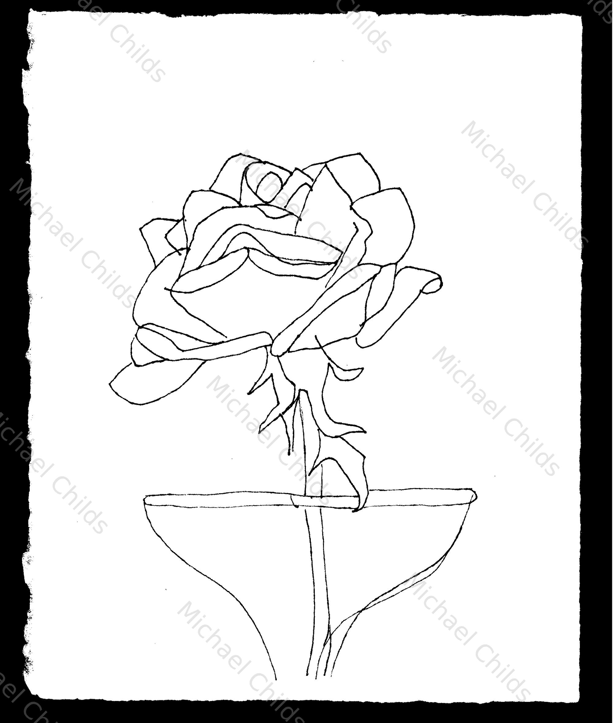Rose in Glass Monotype